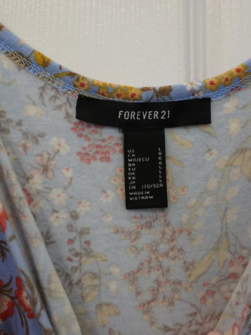 Forever 21 Light Blue Floral Midi Slip dress with Red and Mustard Detail